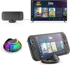 Portable TV Docking Station Compatible with Nintendo Switch 2 with RGB Lighting