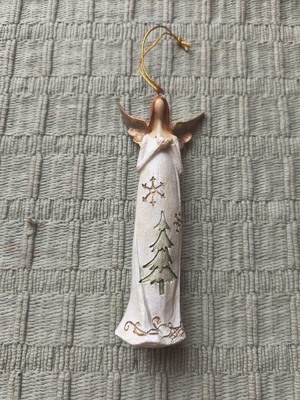 Christmas Angel Ornament Wood Resin 