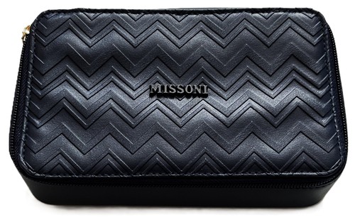 MISSONI Exclusively For DELTA Navy Blue Wave Small Zippered Travel Case Bag