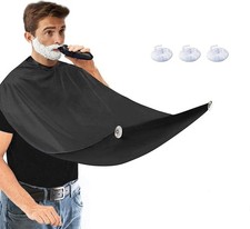 Waterproof Beard Bib Apron   Shaving Catcher with Suction Cups Black 