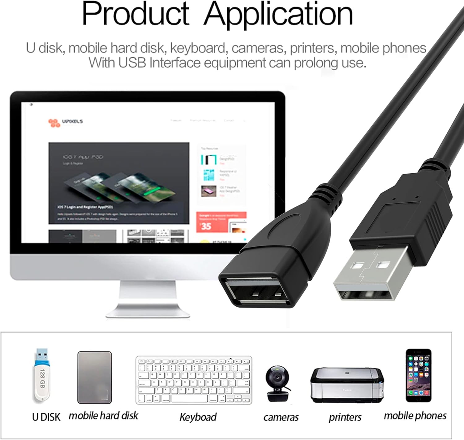 Cable de extensión USB a USB de alta velocidad, adaptador extensor USB 2.0, cable macho/hembra, imagen 7