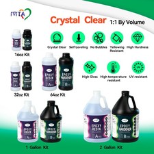 IVITA Epoxy Resin Kit -16oz/32oz/64oz/1Gallon/2Gallon - 1:1 Mix Ratio