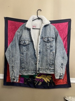 Levi's San Francisco Men's Blue Sherpa Lined Trucker Jacket Size L Pockets