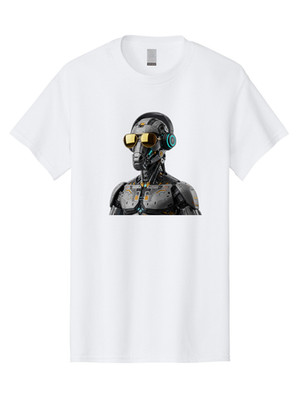 Robot-Wearing-Sunglasses Mens Graphic Tee, 100% Cotton, Casual Summer Wear
