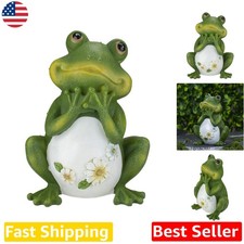 Unique Frog Garden Statue 9.5" Resin Stone Craftsmanship Adorable Flower...