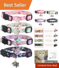 Adjustable 4-Pack Flower Cat Collars - Stylish Safe for Your Feline Friends