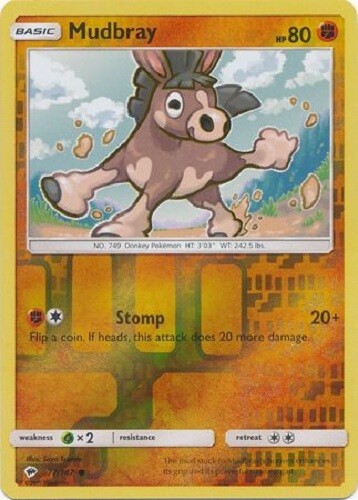 Mudbray - 77 147 Common Reverse holo Burning Shadow Pokemon Toolkit - Bild 1 von 1