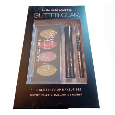 LA Colors Glitter Glam 6 Pc Eye Makeup Set-Glitter Shadow-Mascara-Liner