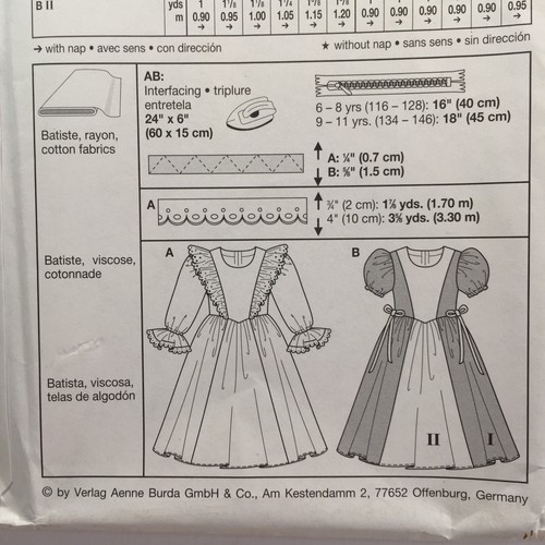 Burda 9998 Retro Vintage Style Dress Ruffle Long Girl Child New Uncut Pattern - Picture 8 of 12
