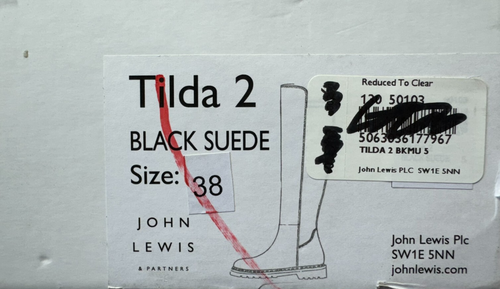 John Lewis Suede Boots Womens UK 5 / 38 Tilda 2 Black Riding Over The Knee Zip - Picture 22 of 22