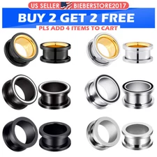 2PCS Ear Gauges Stainless Steel Screw Fit Flesh Tunnels Ear Expander Plugs