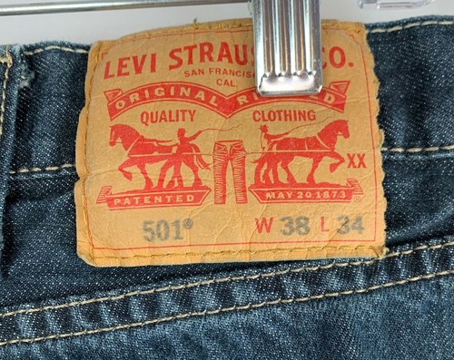 Levis Mens Blue Button Fly Jeans sz 38 x 34 (11623) - 第 3/4 張圖片