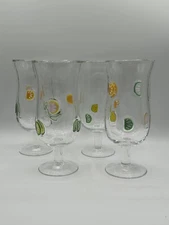 Artland Hand-Blown Drinking Glasses Goblets Applied Lemon Lime Slices - Set of 2