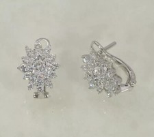 Round Cut Simulated Diamond Women's Huggie Hoop Earring In 14k White Gold Plated