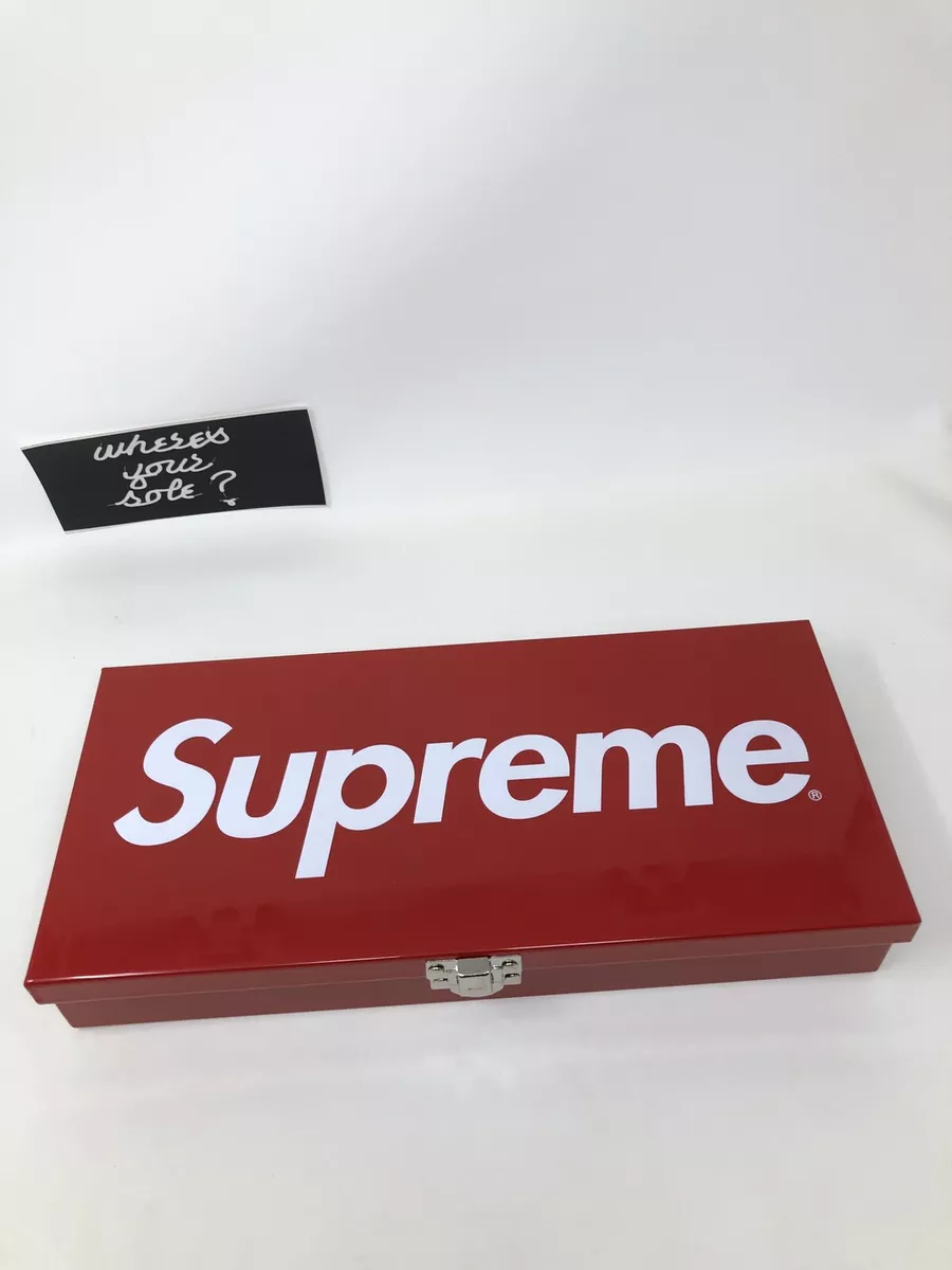 Supreme Large Metal Storage Box Logo Red New DS FW17 | eBay