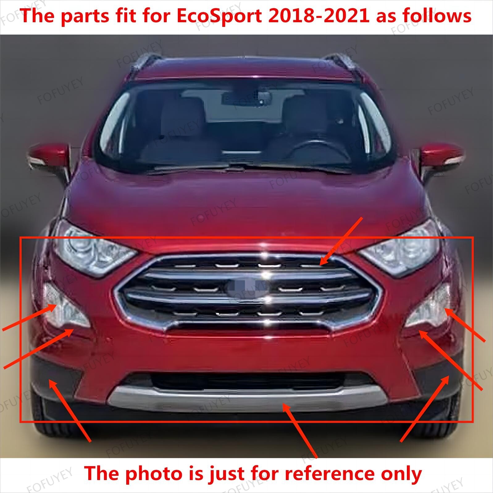 For EcoSport 201821 Upper Grille Grill/Lower Covers/Fog lights /Bumper