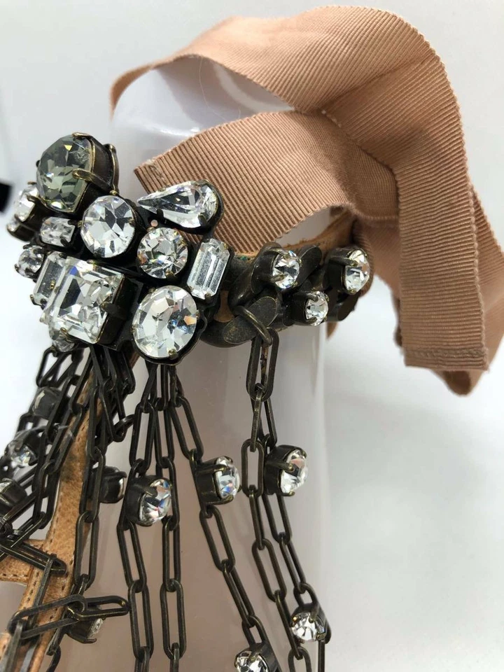 $1,990 LANVIN PARIS Sandalias Eslabones de Cadena Estrás Zapatos 40 10 SIN CAJA INCLUIDA Foto 4 de 4