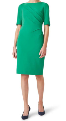 New Hobbs Geraldine Sheath Kelly Emerald Green Dress Stretch Gathered 4