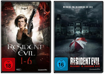 7 DVDs * RESIDENT EVIL BOX 1-6 + WELCOME TO RACCOON CITY IM SET ~ FSK 18 # NEU +