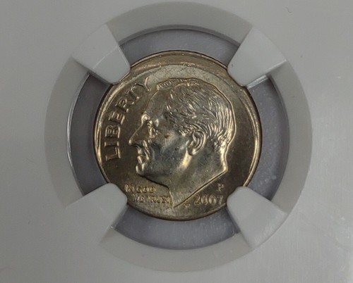 2007 P ROOSEVELT DIME BROADSTRUCK MINT ERROR, GRADED MS64 BY NGC! - Picture 2 of 4