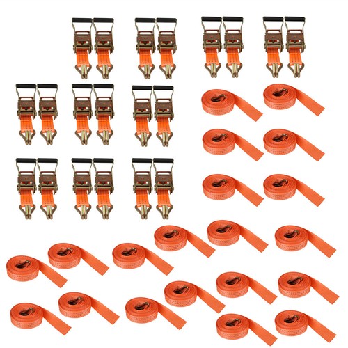 1.5 Inch x 15 Feet Ratchet Straps J Hooks Heavy Duty Tie Down 4000 lbs 20-Pack