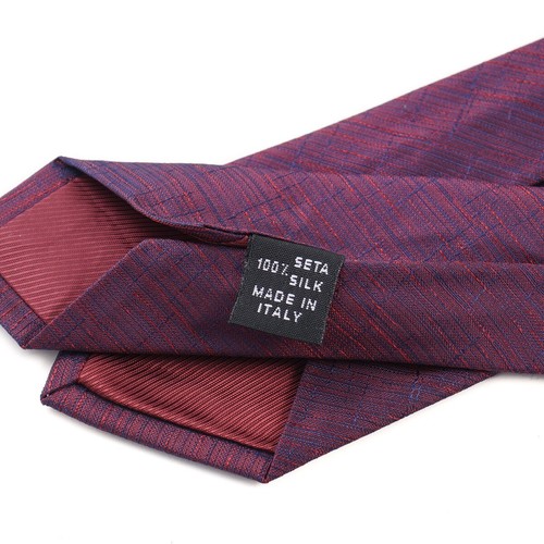 Luigi Borrelli Napoli Narrow 2.25" Blue and Red Hatched Check Silk Tie - Picture 4 of 4