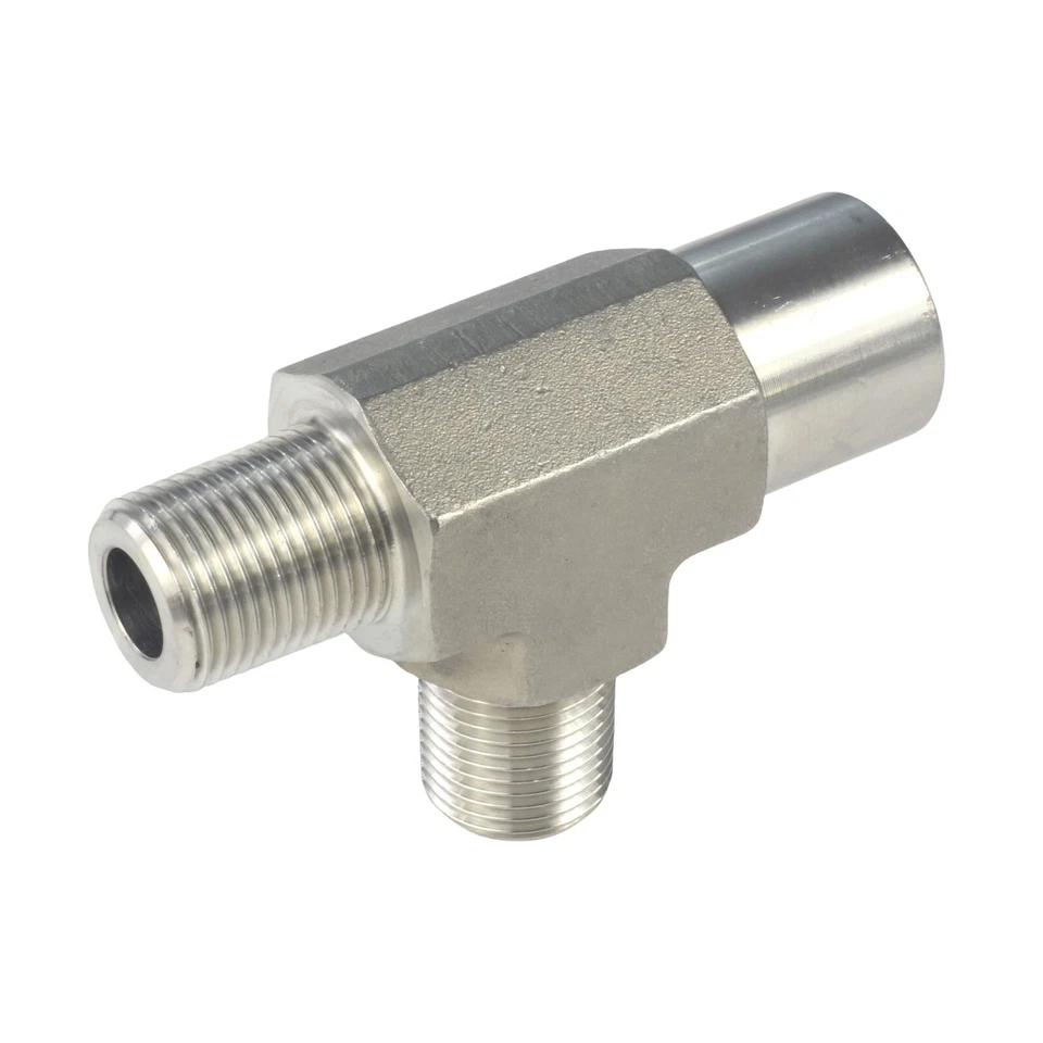 3/8" FORGED Pipe Fitting NPT Tee MNPT x MNPT x FNPT Stainless Steel 304 - Image 3 of 4