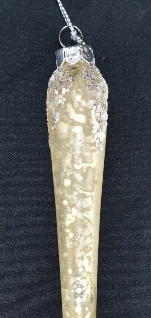 Pottery Barn 8" Long Mercury Glass & Glitter Icicle Christmas Tree Ornament eBay