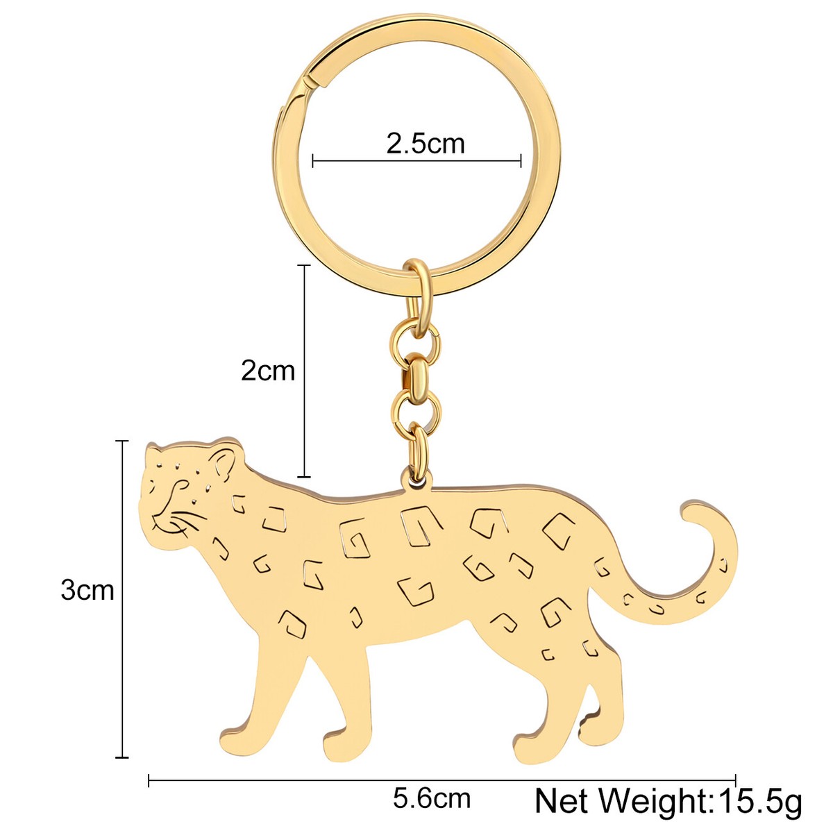 Stainless Steel Leopard Keychains Cheetah Car Key Ring Animal