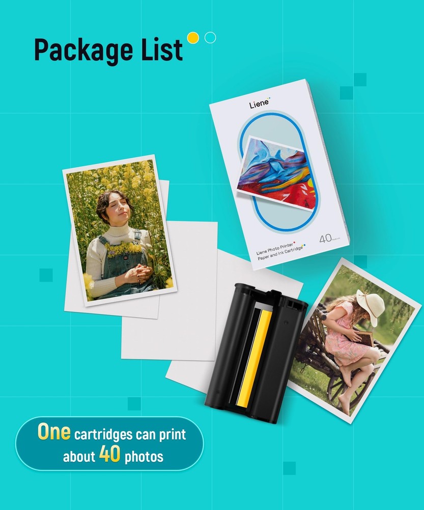 4x6 Photo Printer with 40 Sheets Photo Paper and Cartridge Refill for DHP512/DHP513 4x6 Photo Printer with 40 Sheets Photo Paper and Cartridge Refill for DHP512/DHP513