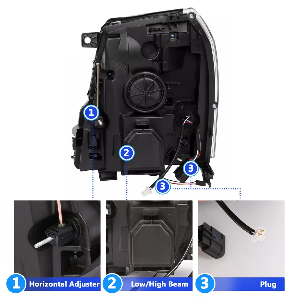 LED DRL Projector Headlights For Cadillac Escalade ESV EXT 2007-2014 HID/Xenon Foto 3 de 4