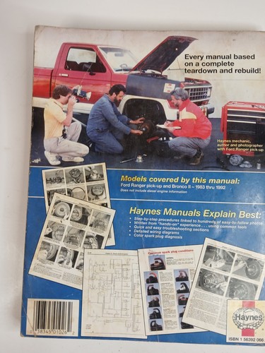 HAYNES 1983-1992 Repair Manual FORD Ranger and Bronco II Gasoline 2WD 4WD #36070 - Imagen 5 de 15