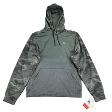 Russell Mens Dot-Camo Colorblock Fleece Pullover Hoodie Gray S