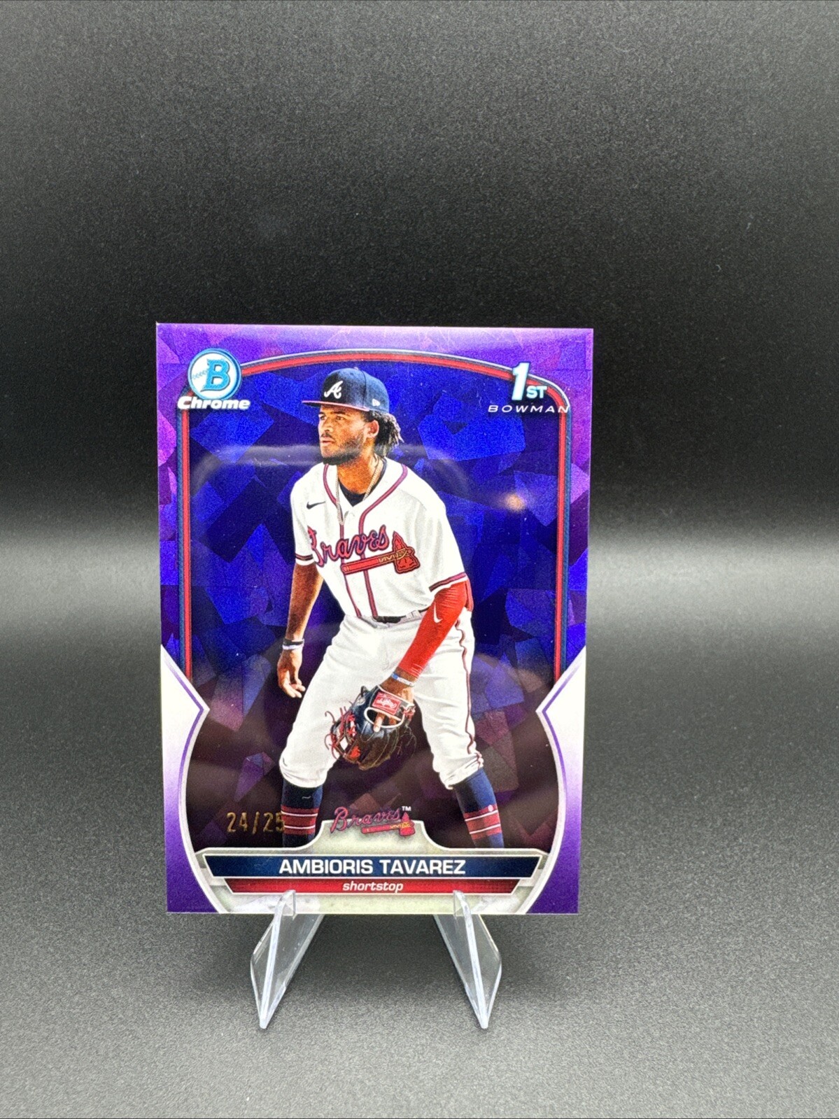 2023 Bowman Purple Sapphire Edition 24/25 1st #BCP-33 Ambioris Tavarez Braves