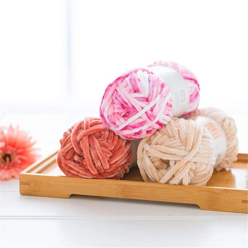 2 Pack Chenille Velvet Yarn Knitting Wool Thick Warm Crochet Knitting Yarns f... - Picture 3 of 8