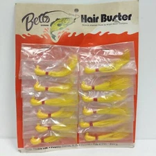 Betts Hair Buster Bass Jig Fishing Lures 12 Pc Dealer Card Yellow 1/4oz