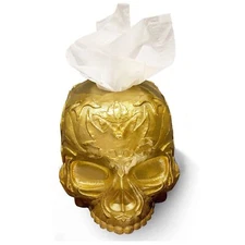 Tissue Box Cover Skull Gothic Decor for Countertop Vanity Dresser Gift (Gold)