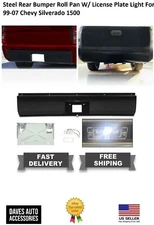 Steel Rear Bumper Roll Pan W/ License Plate Light For 99-07 Chevy Silverado 1500