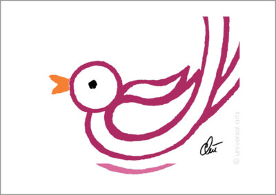 JACQUELINE DITT - Magenta Bird A3 sign.ltd.Original Druck Grafik Vogel Bild