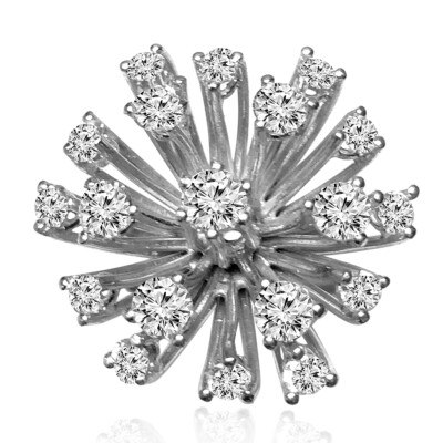 Diamond Flower Ring 2.16 Carat Round-cut 14K solid White Gold by Anzor 