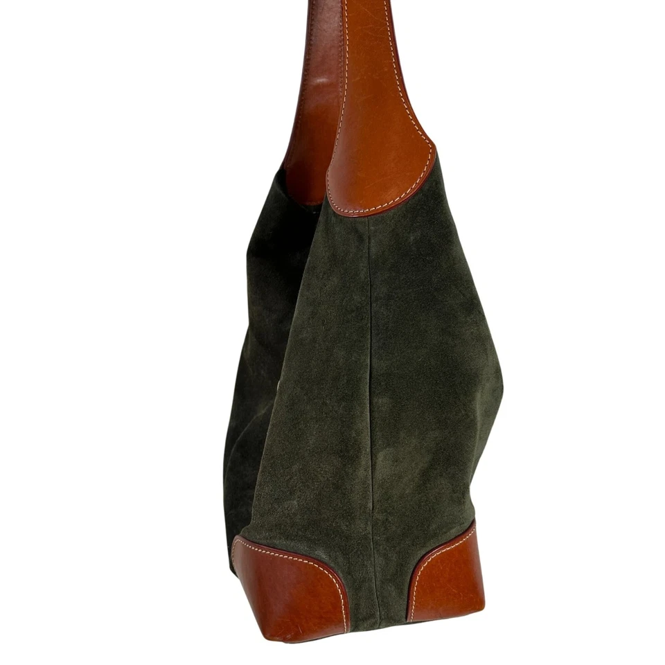 Bolso de Hombro Hobo Dooney & Bourke Grande Gamuza Verde Bosque Logo Bloqueo Foto 3 de 4