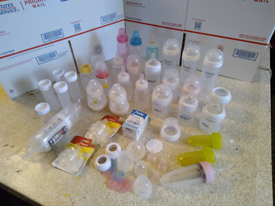 Baby Bottles Avent, Medela, Playtex, Evenflo & MAM 22 total Med dosing acc GUC