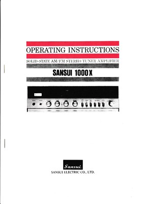 Operating Instructions-Betriebsanleitung für Sansui 1000 X