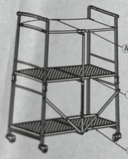 3 Tier Folding Storage Rack Heavy Duty Metal Bookshelf Shelving Unit with Wheels