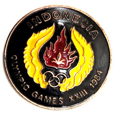 1984 Indonesia XXIII Olympic Hat Pin Pinback Lapel Brooch Vintage