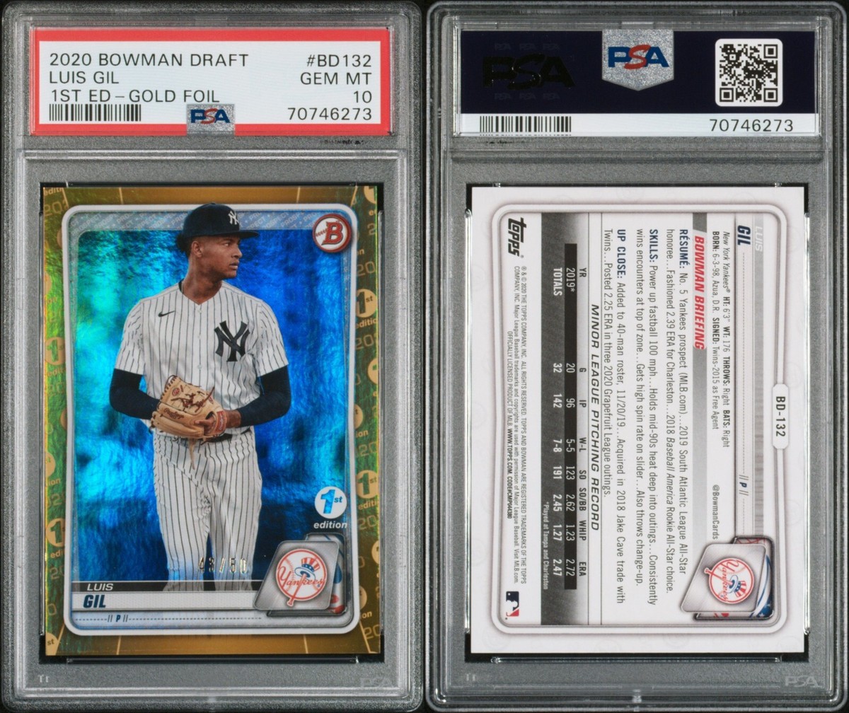 PSA 10 2020 Bowman Draft 1st Edition Gold Foil #BD132 Luis