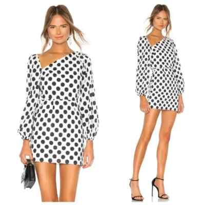 Revolve Lovers + Friends Andy White & Black Polka Dot Off Shoulder Dress  Small | eBay