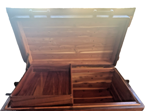 Custom Vintage Teak Chest, Dove Tailed, Cedar Lined, 41 X 22.5 X 19.5 - Picture 6 of 14