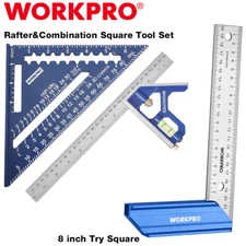 WORKPRO 8-inch Try Square Tool/2PIECE Rafter Square &Combination Square Tool Set