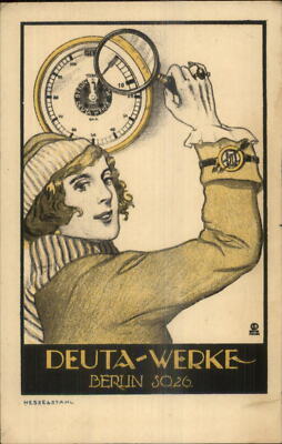 Gauge Tachometer? Deuta-Werke Beautiful Woman Berlin c1910 Postcard